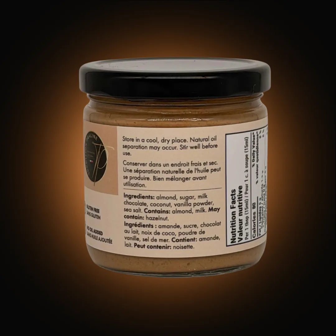 Almond coconut milk chocolate spread back